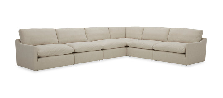 Fedora - Modern White Fabric Sectional Sofa  Ottoman