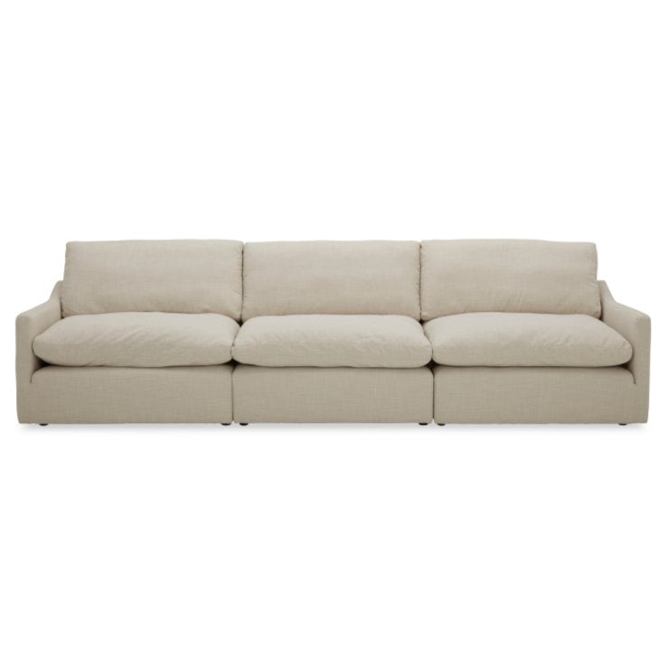 Fedora - Modern White Fabric Sectional Sofa + Ottoman
