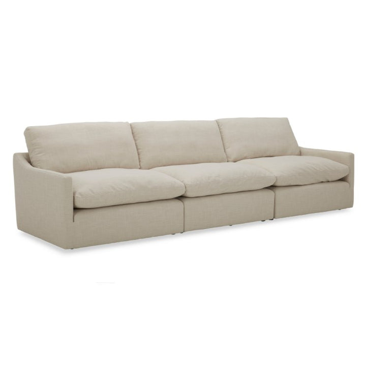 Fedora - Modern White Fabric Sectional Sofa + Ottoman