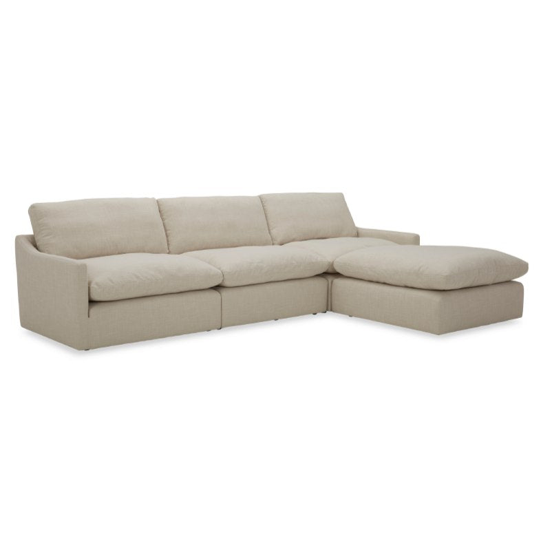 Fedora - Modern White Fabric Sectional Sofa + Ottoman