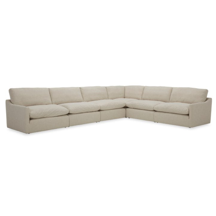 Fedora - Modern White Fabric Sectional Sofa + Ottoman