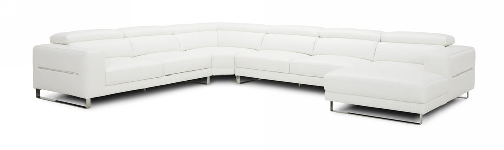 Hawkey - Contemporary White Full Leather U Shaped Sectional Sofa - View 3