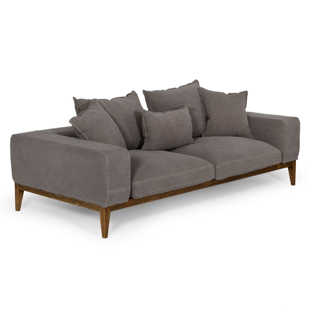 Corina - Modern Grey Linen Loveseat