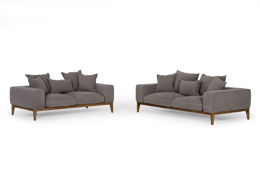 Corina - Modern Grey Linen Loveseat - View 2