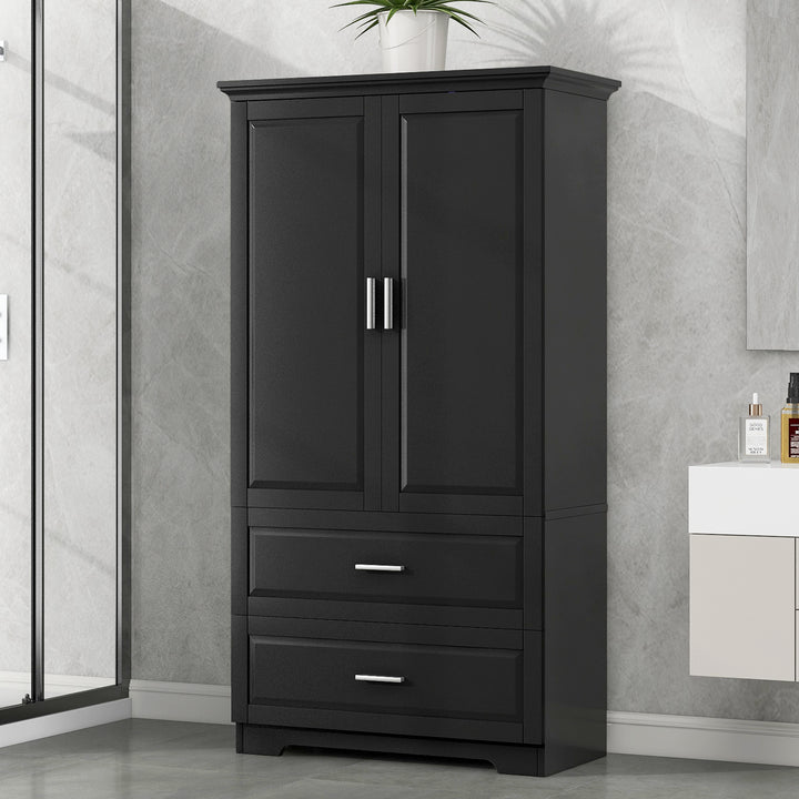 tall-bathroom-storage-cabinet-with-two-doors-and-drawers-black