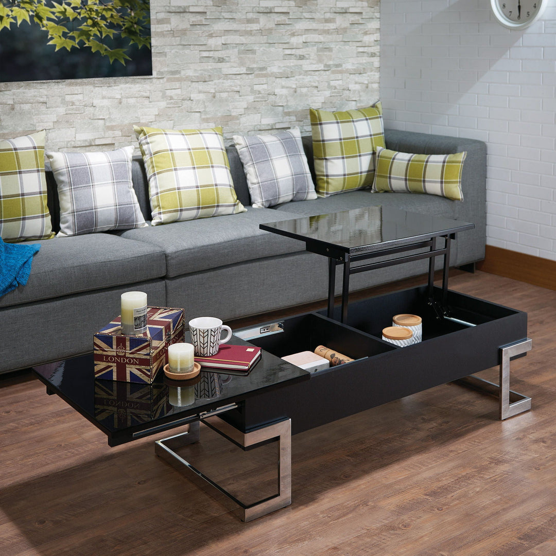 Calmam - High Gloss Coffee Table With Lift Top - Black