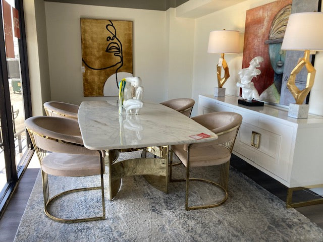 Linda - Modern Beige Velvet and Gold Dining Chair