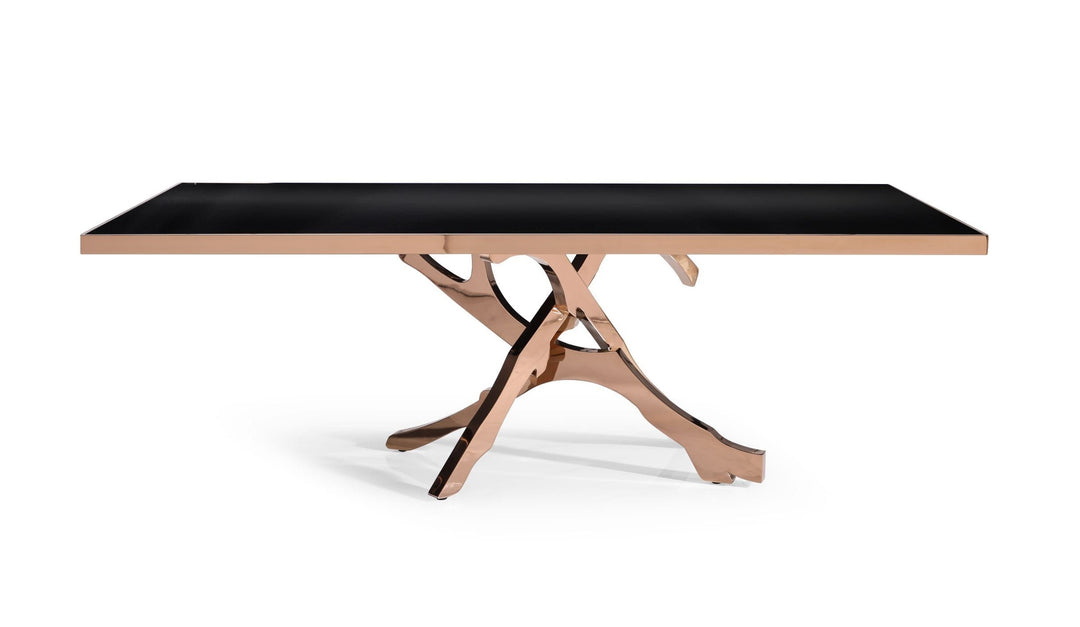 Legend - Modern Black Glass & Rosegold Dining Table
