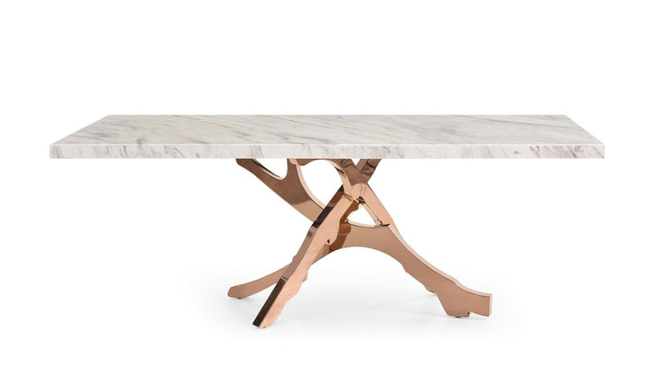 Legend - Modern White Marble &amp; Rosegold Dining Table