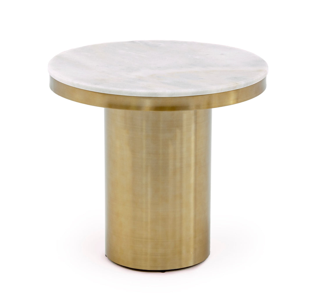 Rocky  Glam White & Gold End Table