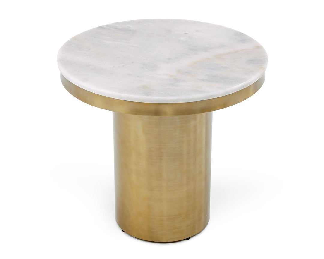 Rocky  Glam White & Gold End Table