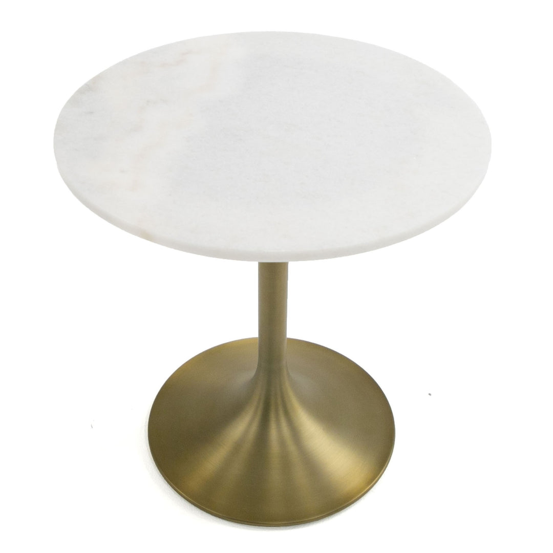 Collins - Glam White Marble & Gold End Table