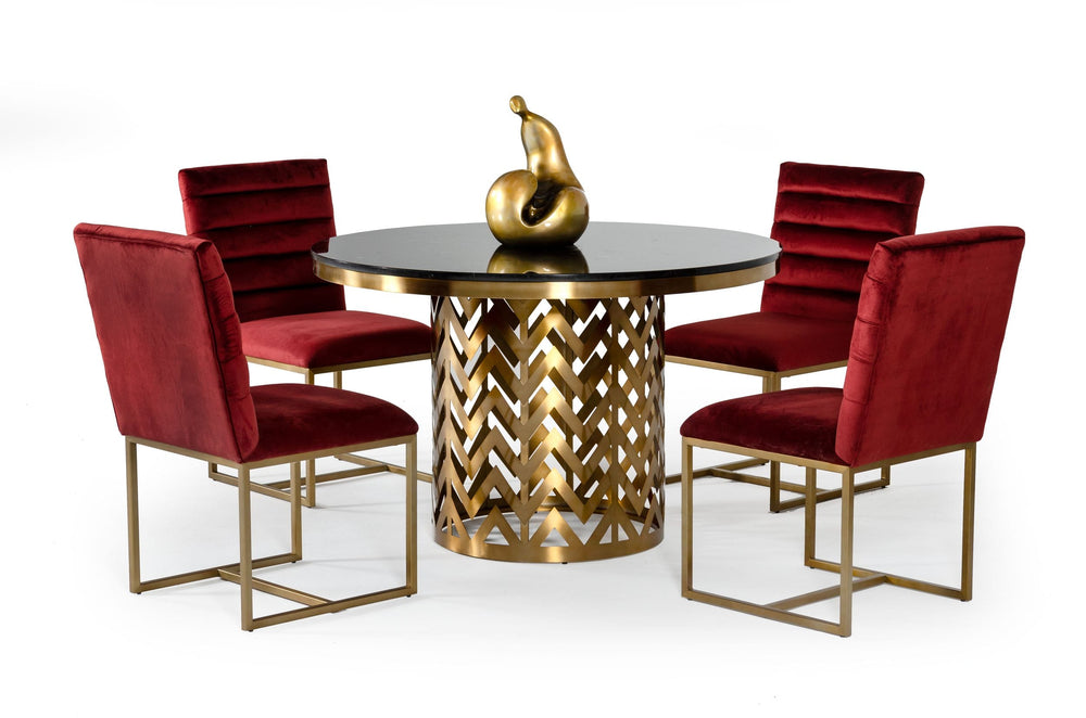 Kowal - Glam Black Marble Dining Table - View 5