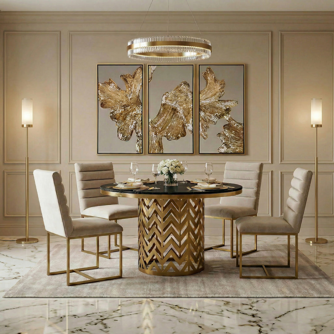 Kowal - Glam Black Marble Dining Table