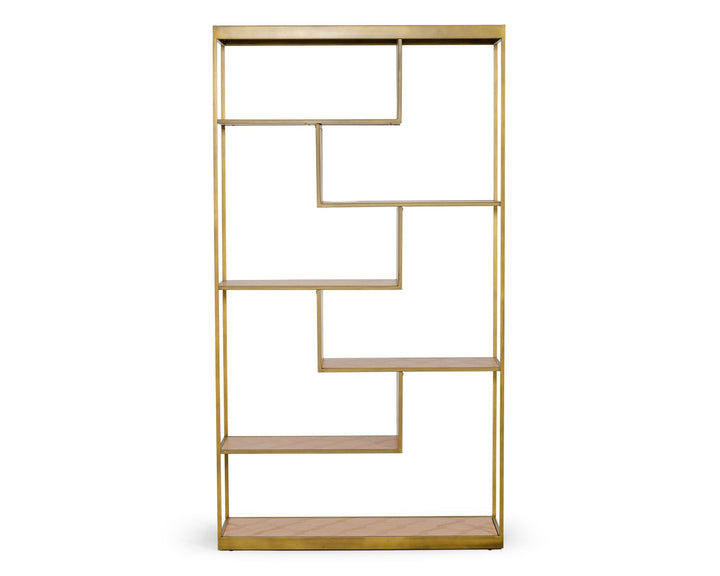 Jessica - Modern Oak &amp; Brass Bookshelf