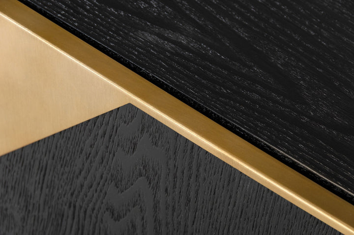 Perret - Glam Black Ash &amp; Brushed Brass Modern Buffet