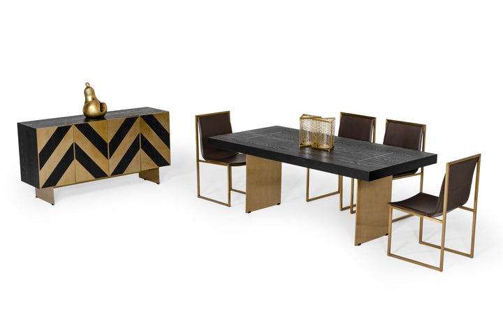 Perret - Glam Black Ash &amp; Brushed Brass Modern Buffet