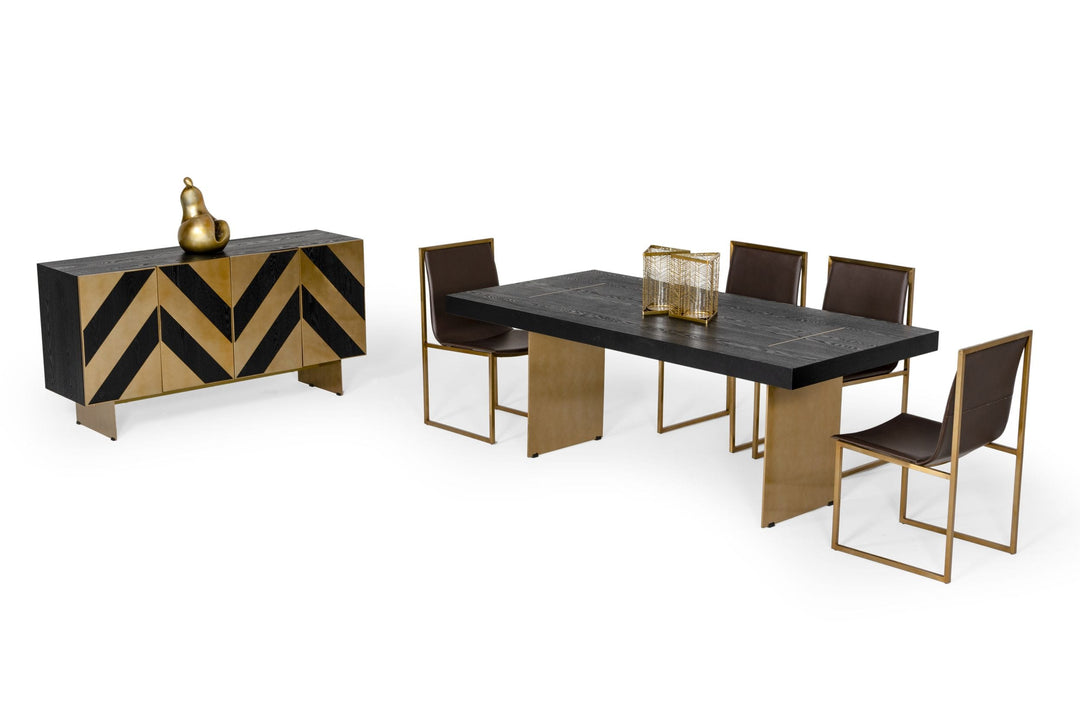 Perret - Glam Black Ash & Brushed Brass Modern Buffet