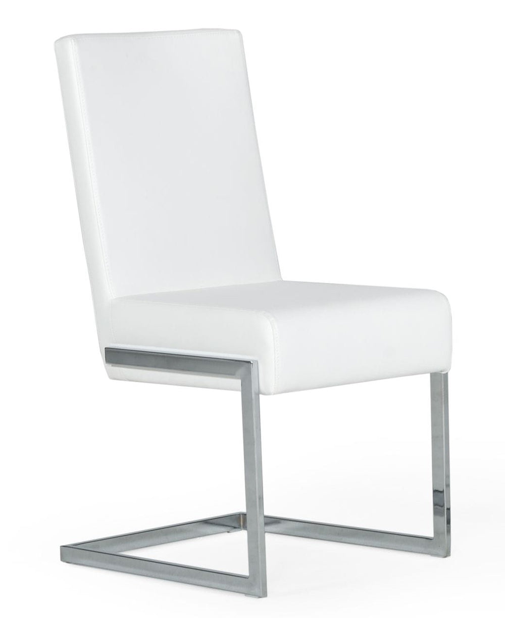 Batavia - Modern White & Stainless Steel Dining Chair (Set of 2)