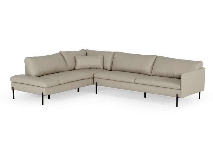 Sherry - Modern Grey Leather Left Facing Sectional Sofa