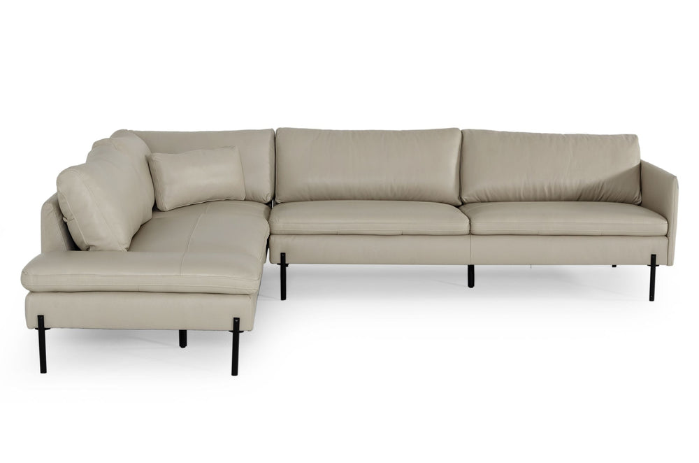 Sherry - Modern Grey Leather Left Facing Sectional Sofa