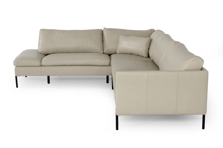 Sherry - Modern Grey Leather Left Facing Sectional Sofa
