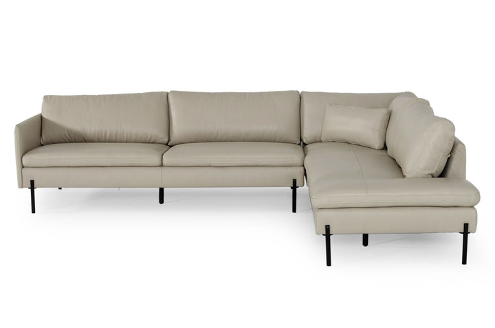 Sherry - Modern Grey Leather Right Facing Sectional Sofa