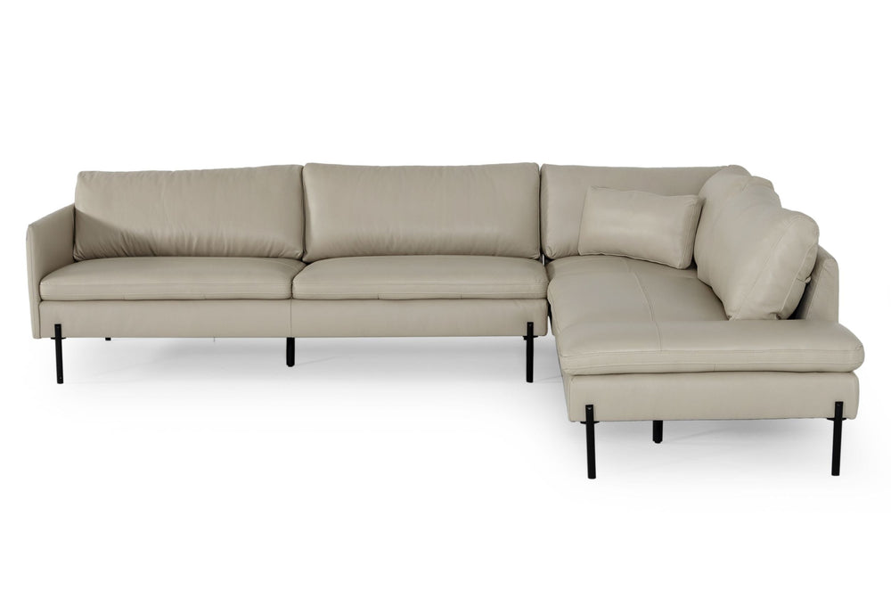 Sherry - Modern Grey Leather Right Facing Sectional Sofa - View 3