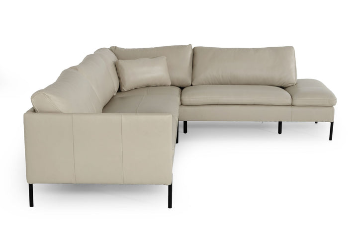 Sherry - Modern Grey Leather Right Facing Sectional Sofa