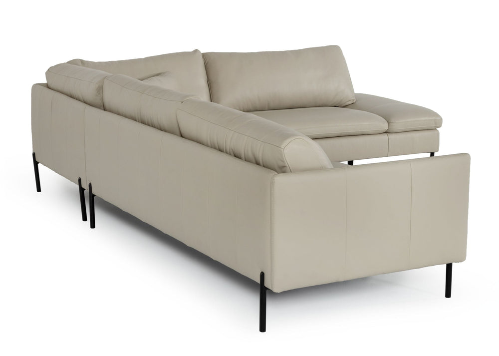 Sherry - Modern Grey Leather Right Facing Sectional Sofa - View 5