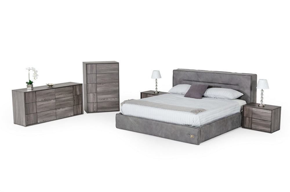 Hollywood - Italian Contemporary Grey Leather Bed - View 9