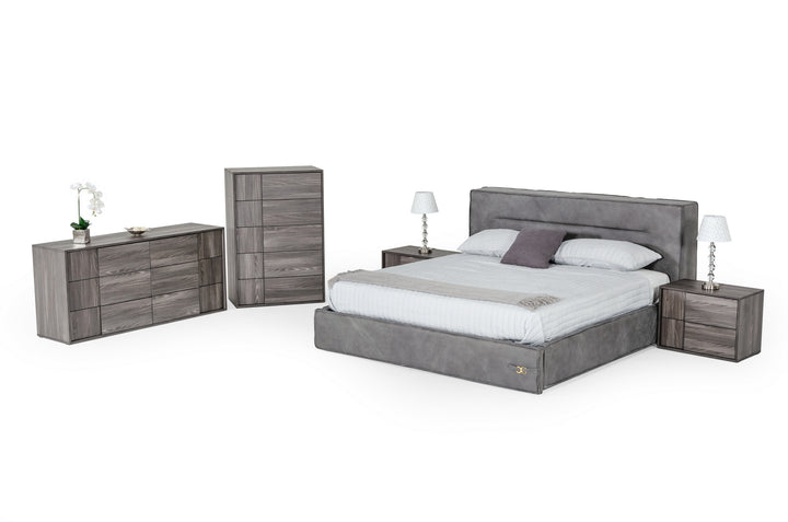 Hollywood - Italian Contemporary Grey Leather Bed