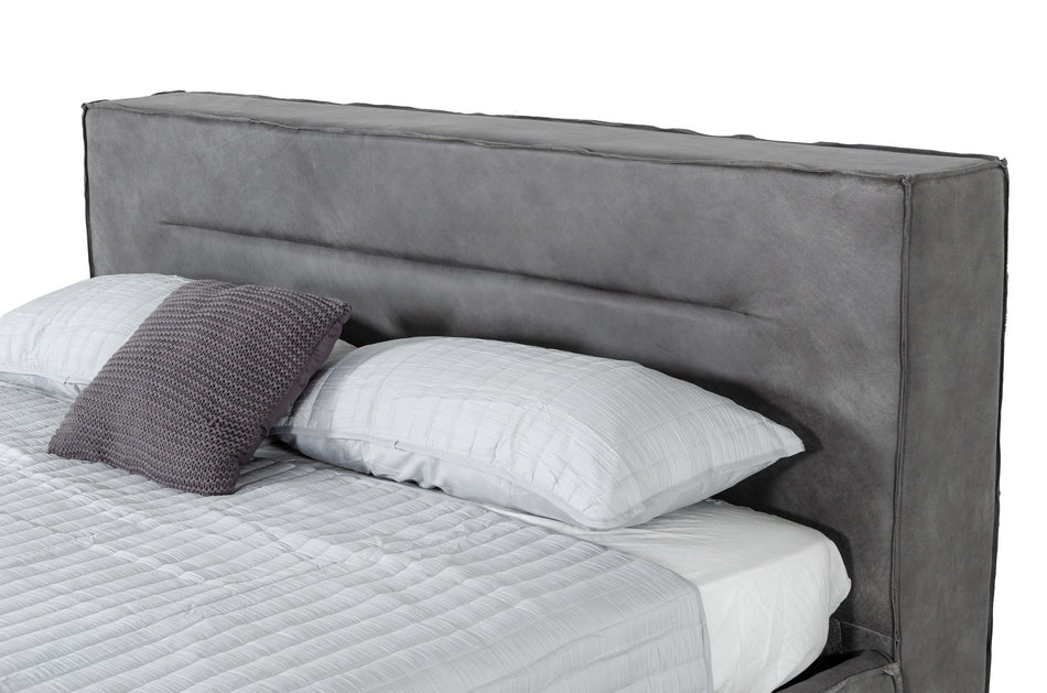 Hollywood - Italian Contemporary Grey Leather Bed - View 6