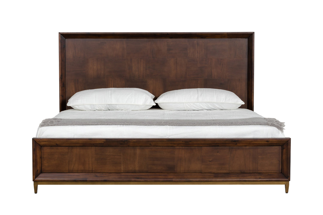 Shane - Modern Acacia & Brass Bed