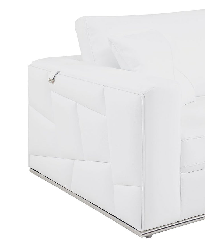 DivanItalia 998 Right Arm Facing Sectional in Top-Grain Italian Leather - White