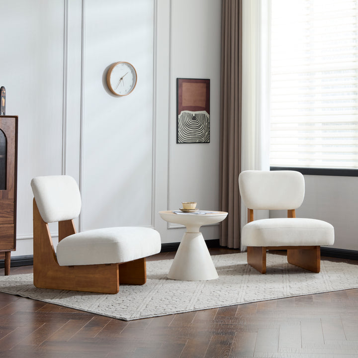 Polyester Lounge Chair – Beige (Set of 2)