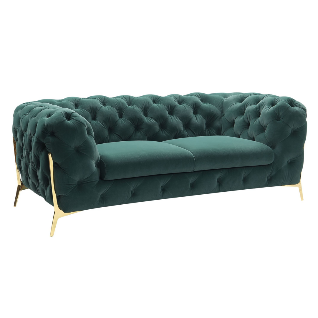 Sheila - Transitional Emerald Green Fabric Loveseat