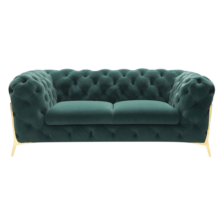 Sheila - Transitional Emerald Green Fabric Loveseat