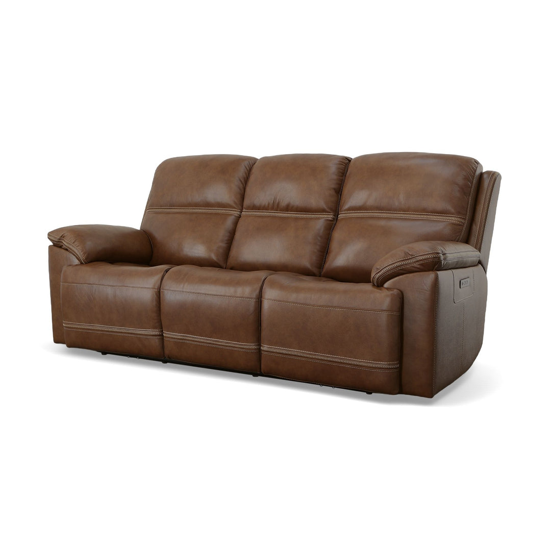 Flexsteel 1759-62PH-20272 Jackson  Power Reclining Sofa With Power Headrests  Whiskey