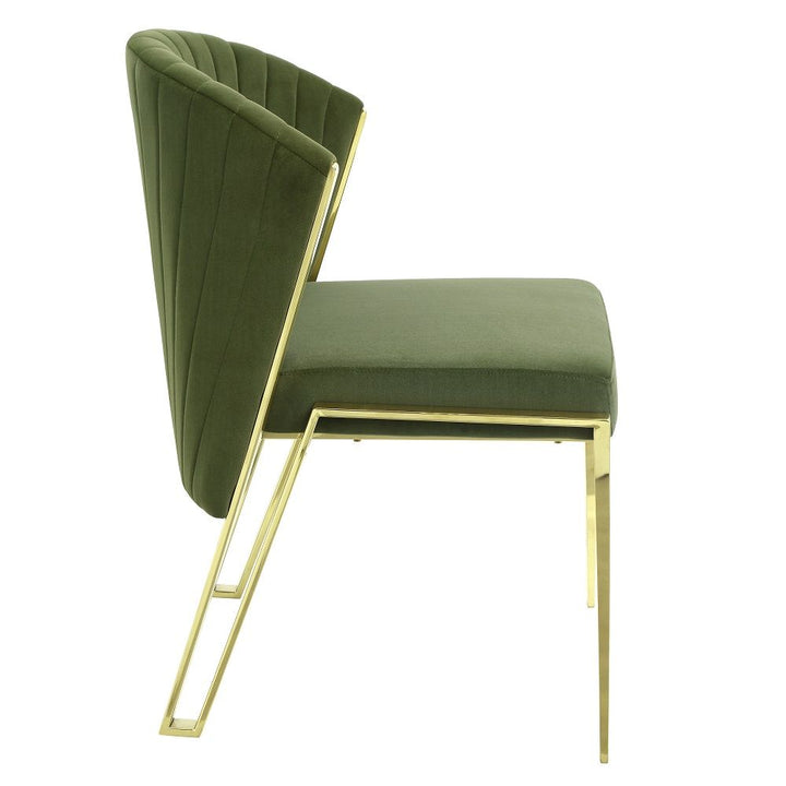 Fallon - Side Chair Set of 2) - Green Velvet & Mirrored Gold