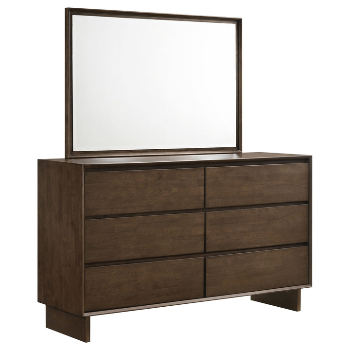 Coaster Furniture Glenwood - 6-Drawer Dresser And Mirror - Warm Brown