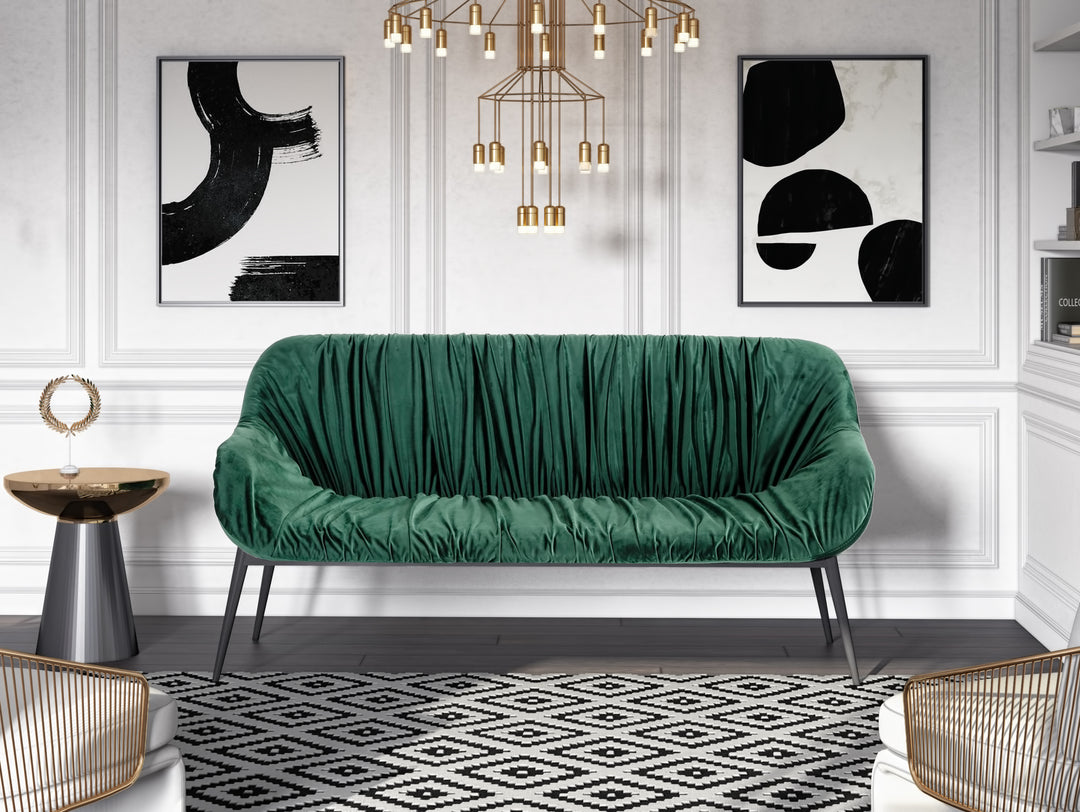 Katrina  Modern Green Fabric Bench