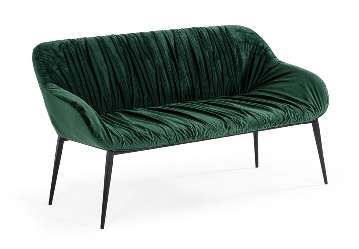 Katrina  Modern Green Fabric Bench