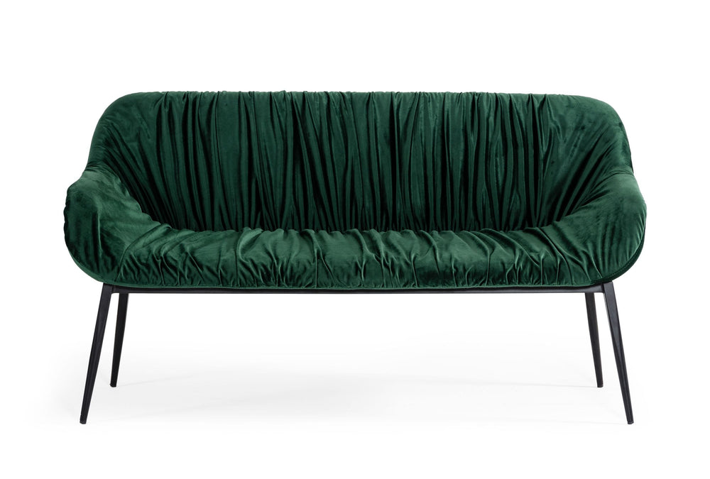 Katrina - Modern Green Fabric Bench - View 2