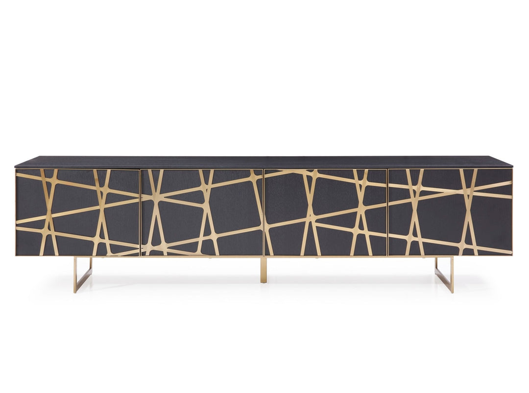 Kilson - Modern Black Oak  and  Champagne Gold TV Stand