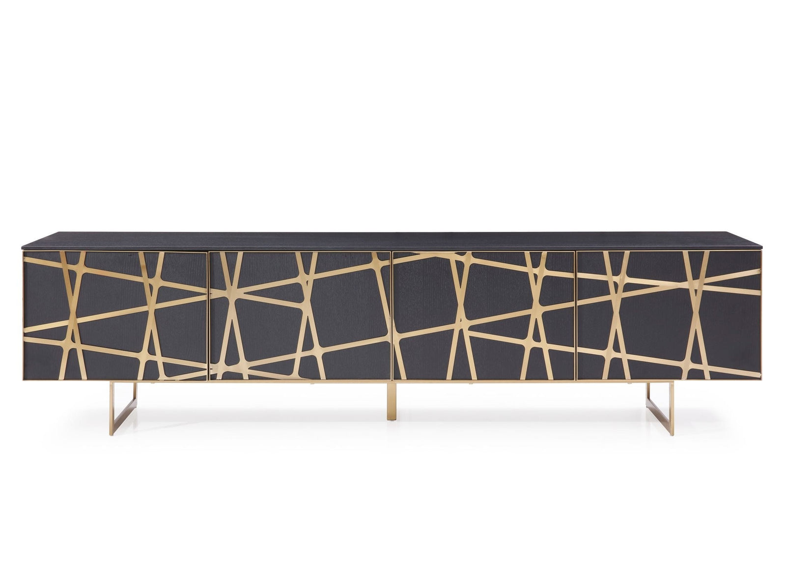 Kilson - Modern Black Oak  and  Champagne Gold TV Stand