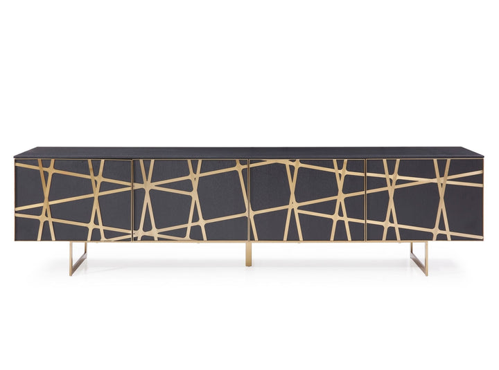 Kilson - Modern Black Oak  and  Champagne Gold TV Stand