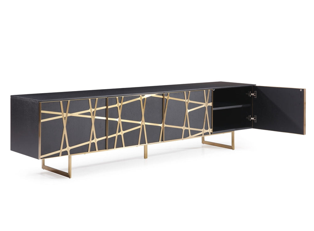 Kilson - Modern Black Oak & Champagne Gold TV Stand - View 3