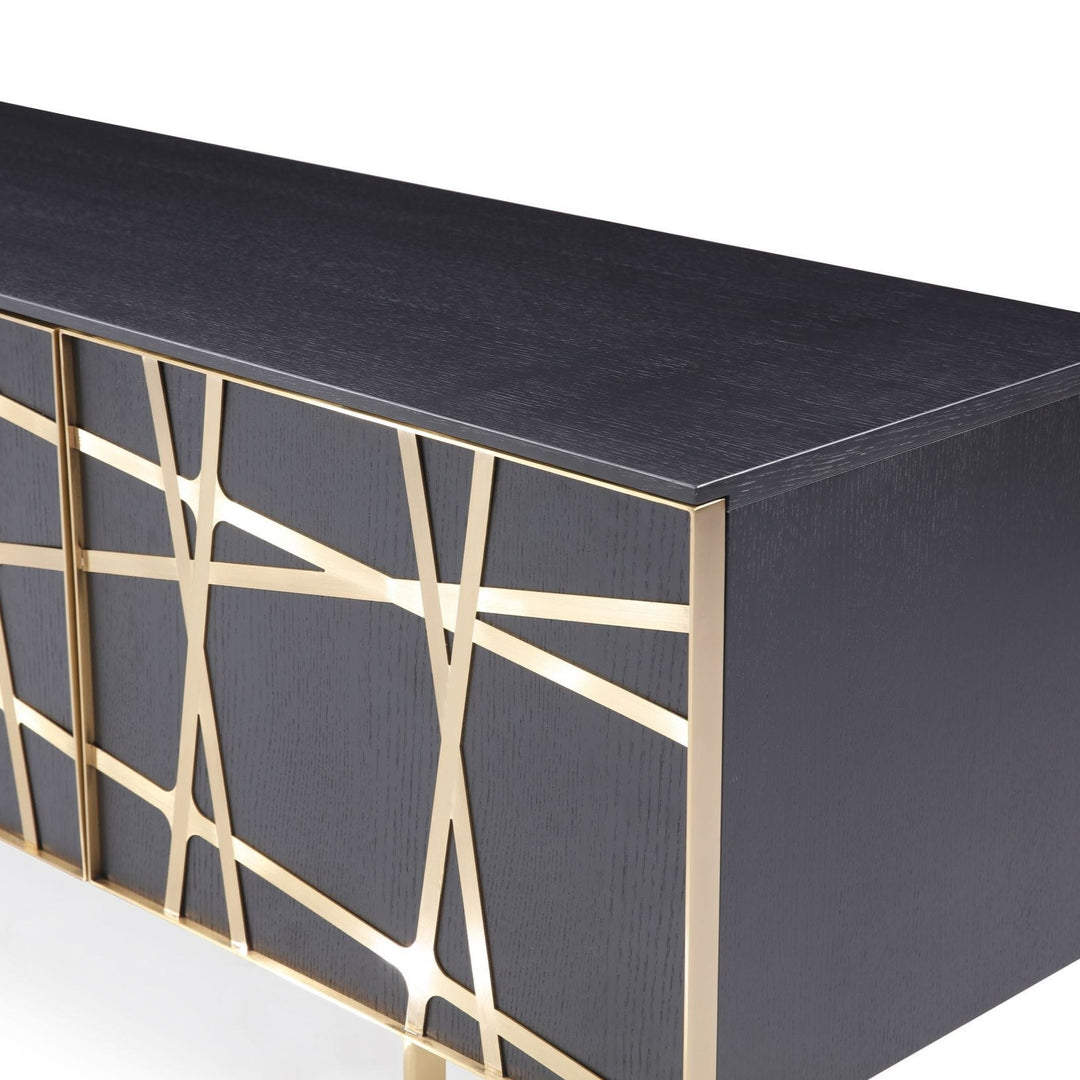 Kilson - Modern Black Oak & Champagne Gold TV Stand
