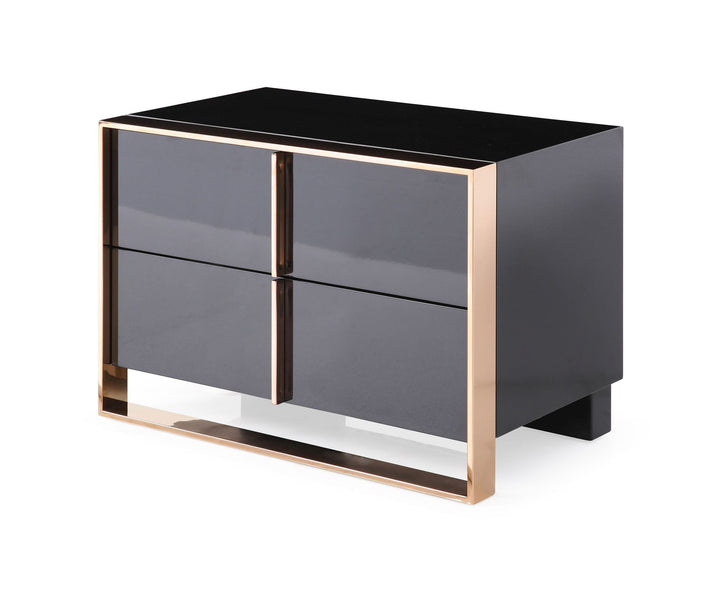 Cartier Modern Black &amp; Rosegold Nightstand